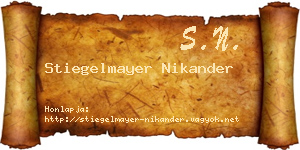 Stiegelmayer Nikander névjegykártya